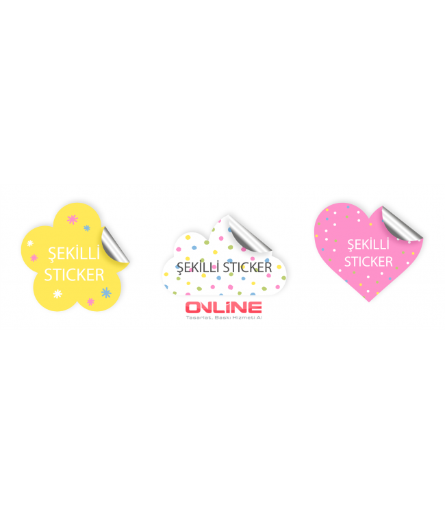 Yapışkanlı Çıkartma Sticker Etiket Online Tasarım Matbaa, uygun etiket fiyatları, şekilli etiket